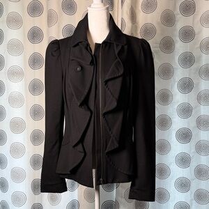 INC International Concepts Black Ruffled Blazer
